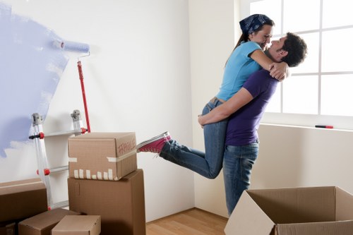 Professional movers planning access in central London